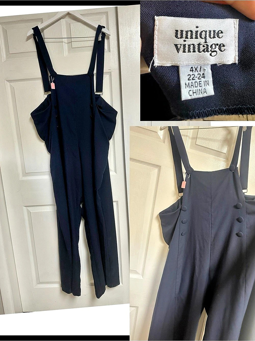 Unique Vintage Sedgwick Jumpsuit navy  4x  (22-24) Like New